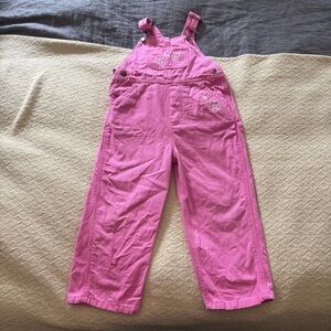 Carhartt Toddler Girls 3T Cotton Pink Floral Embroidered Vest Back Overalls